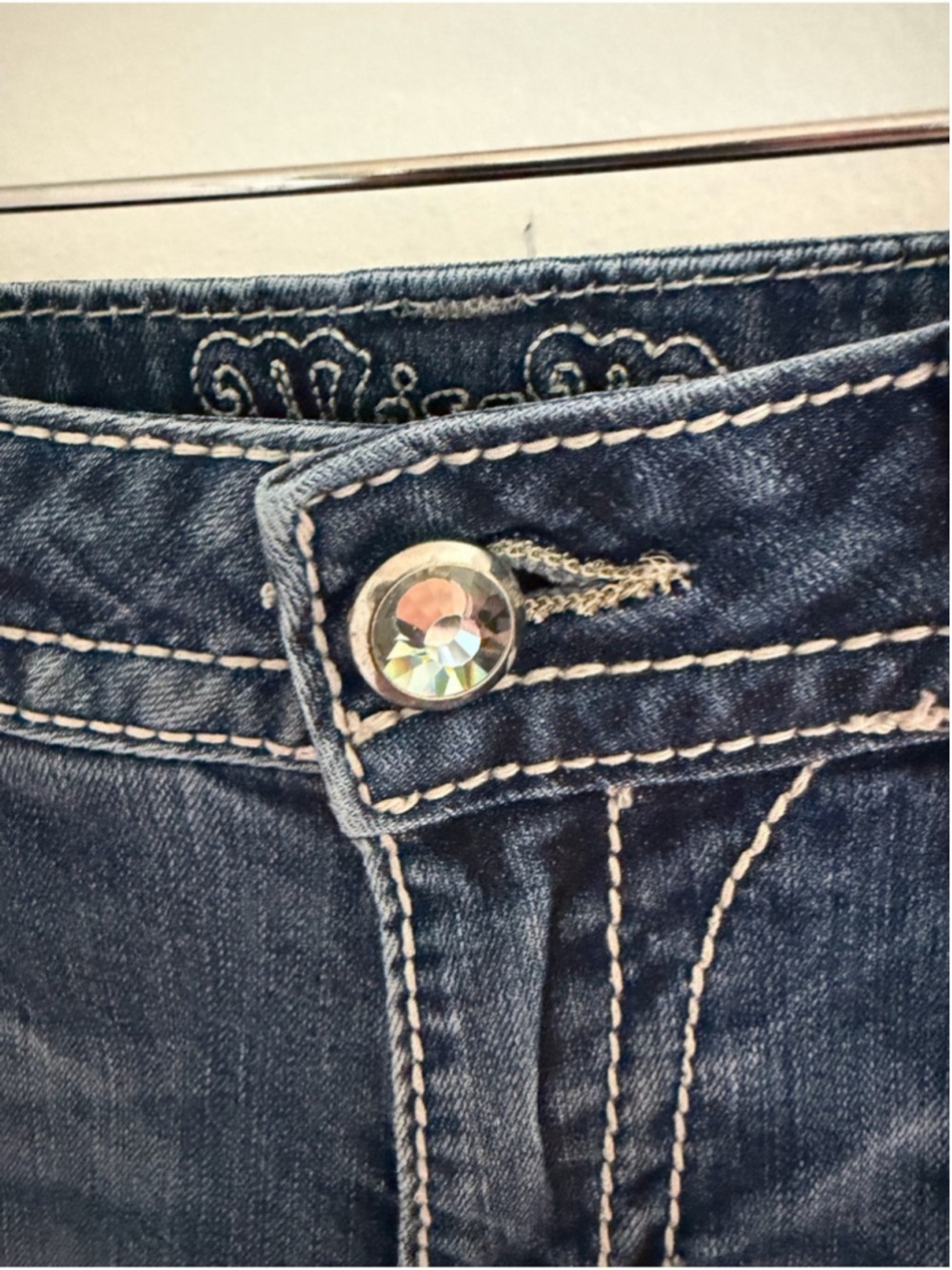 Miss Me Size 29 Low Rise Bootcut Rhinestone Jeans Y2K Cowgirl - Picture 5 of 13